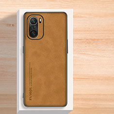 Soft Luxury Leather Snap On Case Cover S02 for Xiaomi Redmi K40 5G Brown