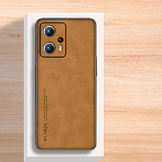 Soft Luxury Leather Snap On Case Cover S02 for Xiaomi Redmi K50i 5G Brown