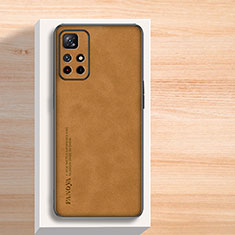 Soft Luxury Leather Snap On Case Cover S02 for Xiaomi Redmi Note 11 5G Brown