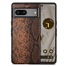 Soft Luxury Leather Snap On Case Cover S02D for Google Pixel 7 5G Brown