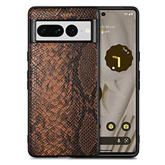 Soft Luxury Leather Snap On Case Cover S02D for Google Pixel 7 Pro 5G Brown