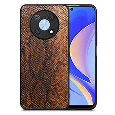 Soft Luxury Leather Snap On Case Cover S02D for Huawei Enjoy 50 Pro Brown