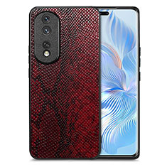 Soft Luxury Leather Snap On Case Cover S02D for Huawei Honor 80 Pro 5G Red