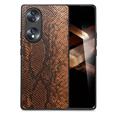 Soft Luxury Leather Snap On Case Cover S02D for Huawei Honor X7b Brown