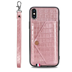 Soft Luxury Leather Snap On Case Cover S02D for Samsung Galaxy A11 Rose Gold