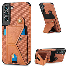 Soft Luxury Leather Snap On Case Cover S02D for Samsung Galaxy S22 Plus 5G Brown