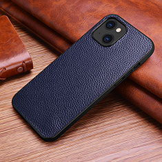 Soft Luxury Leather Snap On Case Cover S03 for Apple iPhone 13 Blue