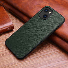 Soft Luxury Leather Snap On Case Cover S03 for Apple iPhone 15 Plus Green