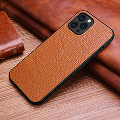 Soft Luxury Leather Snap On Case Cover S03 for Apple iPhone 15 Pro Brown