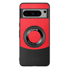 Soft Luxury Leather Snap On Case Cover S03 for Google Pixel 8 Pro 5G Red and Black