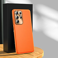 Soft Luxury Leather Snap On Case Cover S03 for Samsung Galaxy S24 Ultra 5G Orange