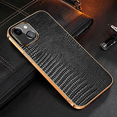 Soft Luxury Leather Snap On Case Cover S04 for Apple iPhone 13 Black