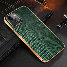 Soft Luxury Leather Snap On Case Cover S04 for Apple iPhone 14 Plus Green