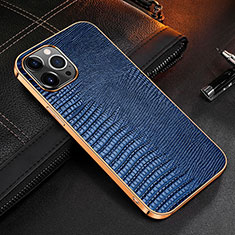 Soft Luxury Leather Snap On Case Cover S04 for Apple iPhone 14 Pro Blue