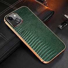 Soft Luxury Leather Snap On Case Cover S04 for Apple iPhone 15 Plus Green