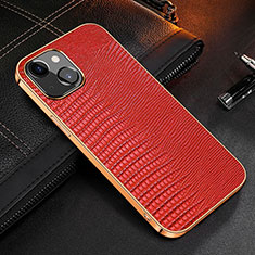 Soft Luxury Leather Snap On Case Cover S04 for Apple iPhone 15 Red