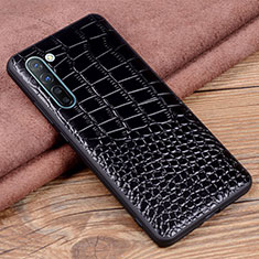 Soft Luxury Leather Snap On Case Cover S04 for Oppo F15 Black