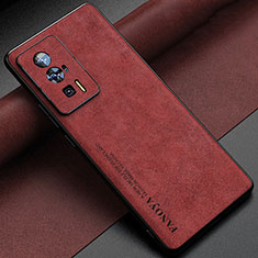 Soft Luxury Leather Snap On Case Cover S04 for Xiaomi Poco F5 Pro 5G Red