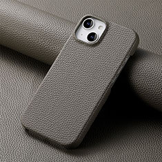 Soft Luxury Leather Snap On Case Cover S04D for Apple iPhone 13 Dark Gray