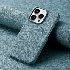 Soft Luxury Leather Snap On Case Cover S04D for Apple iPhone 13 Pro Blue