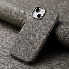 Soft Luxury Leather Snap On Case Cover S04D for Apple iPhone 14 Plus Dark Gray