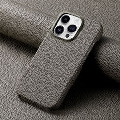 Soft Luxury Leather Snap On Case Cover S04D for Apple iPhone 14 Pro Dark Gray