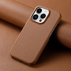 Soft Luxury Leather Snap On Case Cover S04D for Apple iPhone 16 Pro Max Brown