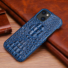 Soft Luxury Leather Snap On Case Cover S05 for Apple iPhone 13 Blue