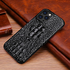 Soft Luxury Leather Snap On Case Cover S05 for Apple iPhone 13 Pro Black