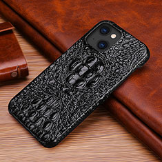 Soft Luxury Leather Snap On Case Cover S05 for Apple iPhone 15 Black