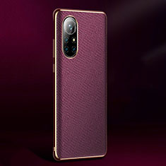 Soft Luxury Leather Snap On Case Cover S05 for Huawei Nova 8 Pro 5G Purple