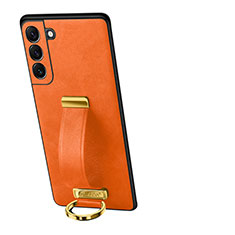 Soft Luxury Leather Snap On Case Cover S05 for Samsung Galaxy S23 Plus 5G Orange