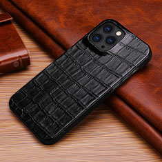 Soft Luxury Leather Snap On Case Cover S06 for Apple iPhone 13 Pro Black