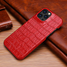 Soft Luxury Leather Snap On Case Cover S06 for Apple iPhone 13 Pro Red