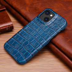 Soft Luxury Leather Snap On Case Cover S06 for Apple iPhone 14 Plus Blue