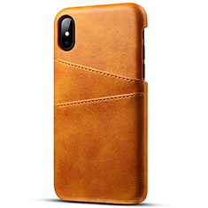 Soft Luxury Leather Snap On Case Cover S06 for Apple iPhone Xs Max Orange