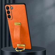 Soft Luxury Leather Snap On Case Cover S06 for Samsung Galaxy S24 Plus 5G Orange