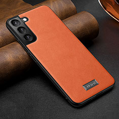 Soft Luxury Leather Snap On Case Cover S07 for Samsung Galaxy S21 Plus 5G Orange