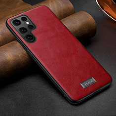 Soft Luxury Leather Snap On Case Cover S07 for Samsung Galaxy S24 Ultra 5G Red