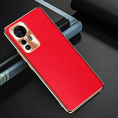 Soft Luxury Leather Snap On Case Cover S07 for Xiaomi Mi 12 Pro 5G Red