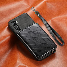 Soft Luxury Leather Snap On Case Cover S07D for Samsung Galaxy S22 Plus 5G Black