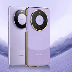 Soft Luxury Leather Snap On Case Cover S08 for Huawei Mate 60 Pro Purple