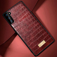 Soft Luxury Leather Snap On Case Cover S08 for Samsung Galaxy S21 5G Brown