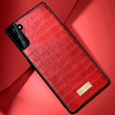 Soft Luxury Leather Snap On Case Cover S08 for Samsung Galaxy S21 FE 5G Red