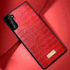 Soft Luxury Leather Snap On Case Cover S08 for Samsung Galaxy S21 Plus 5G Red