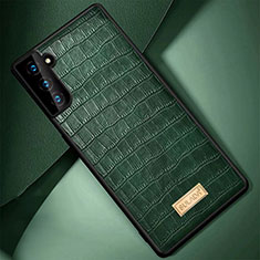 Soft Luxury Leather Snap On Case Cover S08 for Samsung Galaxy S22 5G Green