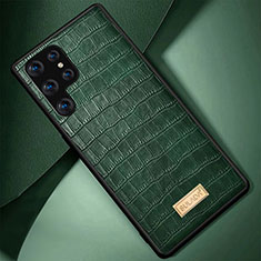 Soft Luxury Leather Snap On Case Cover S08 for Samsung Galaxy S24 Ultra 5G Green