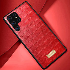 Soft Luxury Leather Snap On Case Cover S08 for Samsung Galaxy S24 Ultra 5G Red