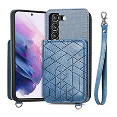 Soft Luxury Leather Snap On Case Cover S08D for Samsung Galaxy S21 Plus 5G Blue