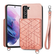 Soft Luxury Leather Snap On Case Cover S08D for Samsung Galaxy S22 Plus 5G Rose Gold